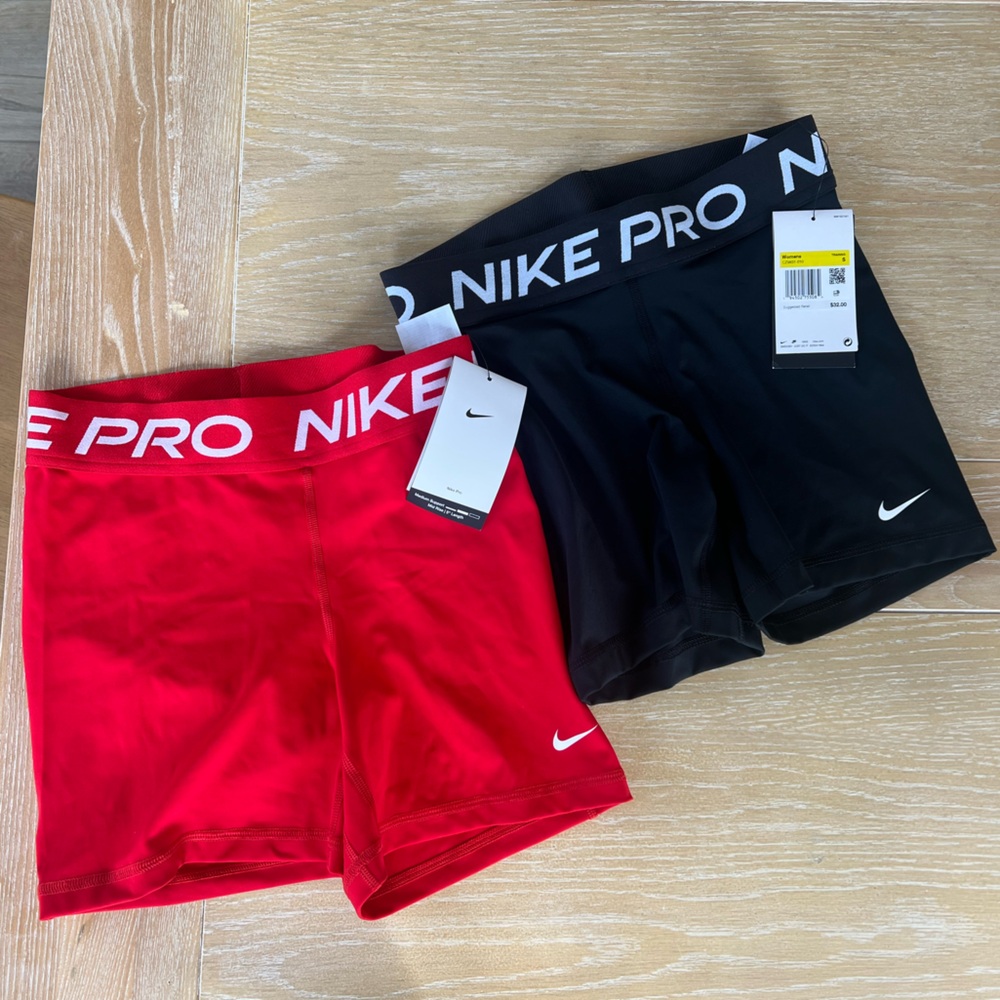 Nike Pro Women’s Small - Midrise 5” Compression Shorts - Black and Red
